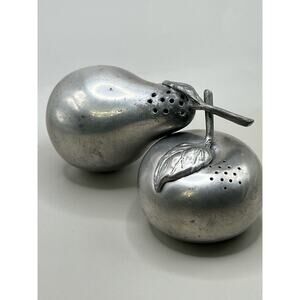 Vintage Silver Plated Salt and Pepper Shakers Apple and Pear Fruit Novelty